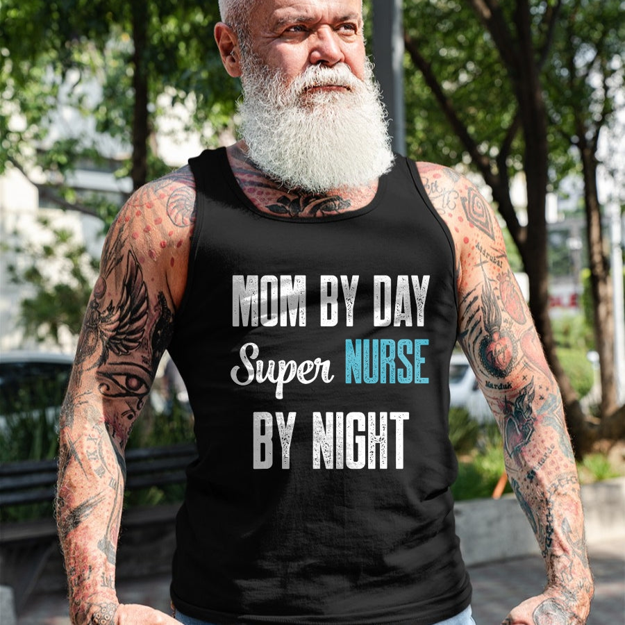 Funny Nurse Shirt, Nurse Unisex T-Shirt/Hoodie/Sweatshirt HLT00 - Mom By Day Super Nurse By Night Tshirt for RN ER T-Shirt