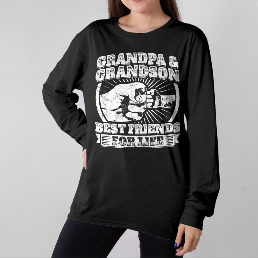 Best Grandpa Shirt, Proud Grandpa Unisex T-Shirt/Hoodie/Sweatshirt HLT00 - Grandpa And Grandson Gift Family Shirt Grandad Fist Bump Tee T-Shirt