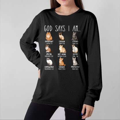 Cat Love Shirt, Funny Cat Lover Gift UnisexT-Shirt/Hoodie/Sweatshirt HLT00 - God Says I Am Cat Lover Bible Verses Christian Scripture Cat T-Shirt