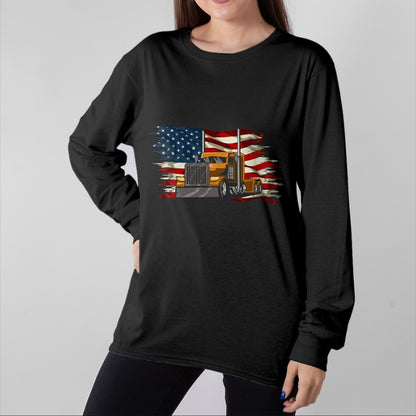 Best Truck Driver Life Shirt, Funny Trucker UnisexT-Shirt/Hoodie/Sweatshirt HLT00 - Semi-Trailer Truck Driver Big Rig Trucker American Flag T-Shirt