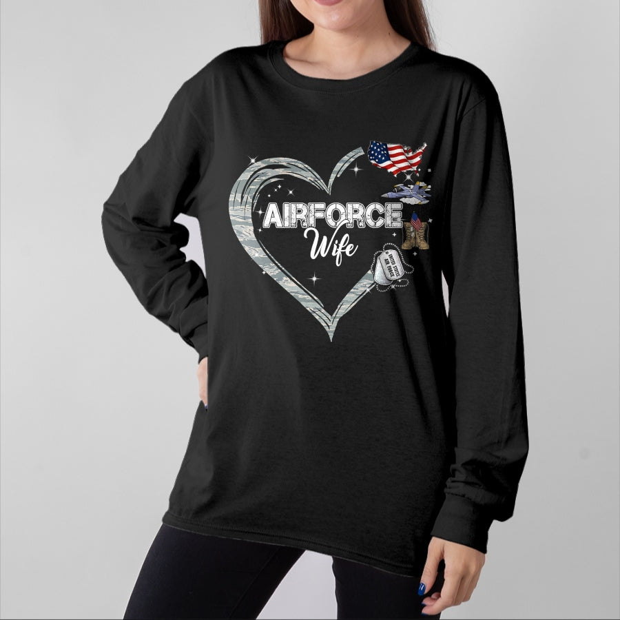 Best Wife Shirt, Wife and Husband Unisex T-Shirt/Hoodie/Sweatshirt HLT00 - Gift for wife T shirt, lucky wife   Proud Air Force Wife Air Force Graduation Wife USAF Wife T-Shirt