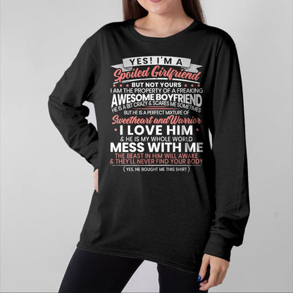 Best Wife Shirt, Wife and Husband Unisex T-Shirt/Hoodie/Sweatshirt HLT00 - Yes Im A Spoiled Girlfriend for a Proud Girlfriend T-Shirt