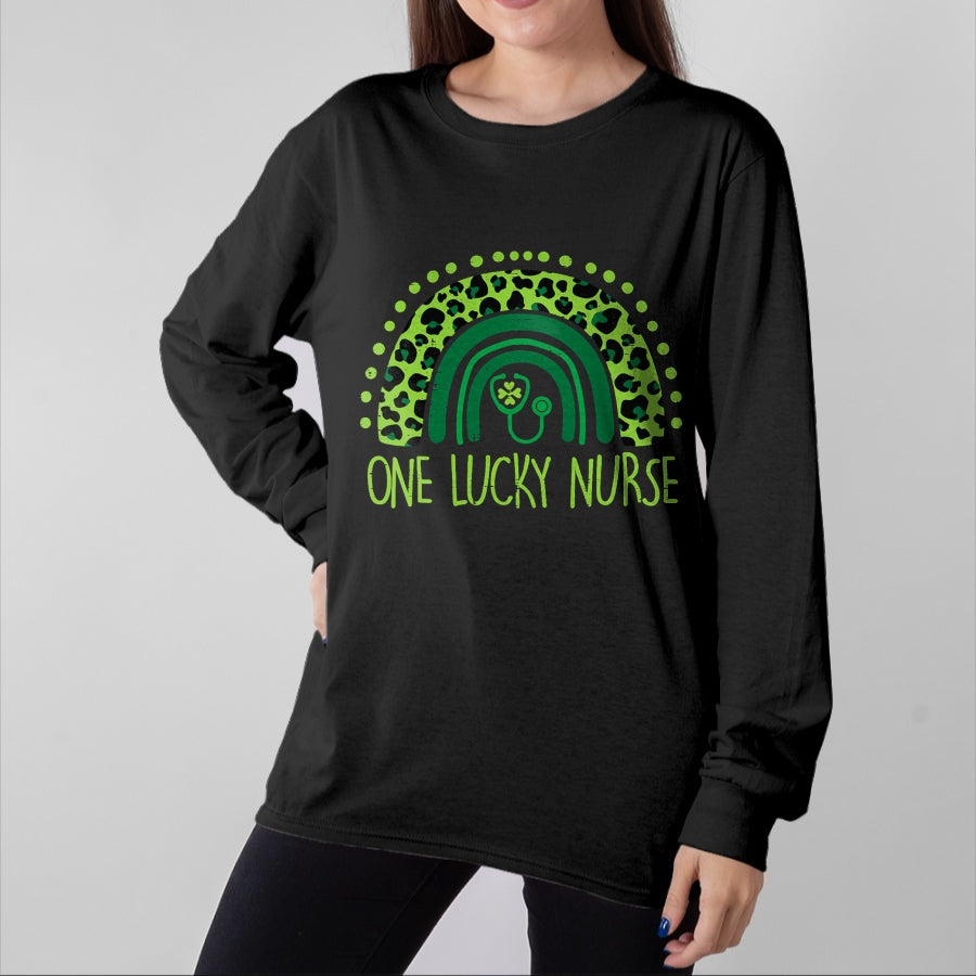Funny Nurse Shirt, Nurse Unisex T-Shirt/Hoodie/Sweatshirt HLT00 - One Lucky Nurse Scrub RN ICU ER St Patricks Day Nurses Women T-Shirt