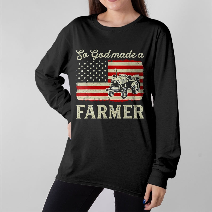 Best Farmer Life Shirt, Funny Farmer UnisexT-Shirt/Hoodie/Sweatshirt HLT00 - Vintage Old American Flag Patriotic So God Made A Farmer T-Shirt, Youth, Olive Green, Medium
