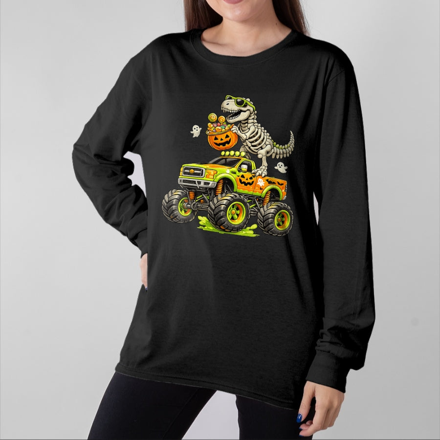 Best Dinosaur Lover Shirt, Funny Dinosaur UnisexT-Shirt/Hoodie/Sweatshirt HLT00 - Monster Truck Dinosaur Halloween Skeleton T-Rex Boys Kids T-Shirt