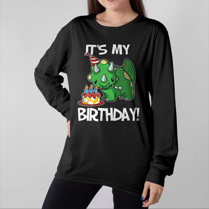 Best Dinosaur Lover Shirt, Funny Dinosaur UnisexT-Shirt/Hoodie/Sweatshirt HLT00 - OKAI Birthday Tees Unisex-Kids Triceratops Dinosaur Birthday T-Shirt, Black, Small