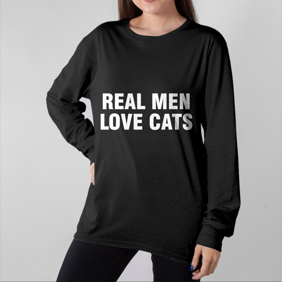 Cat Love Shirt, Funny Cat Lover Gift UnisexT-Shirt/Hoodie/Sweatshirt HLT00 - Real Men Love Cats T-Shirt, Men, Black, 3X-Large (1)