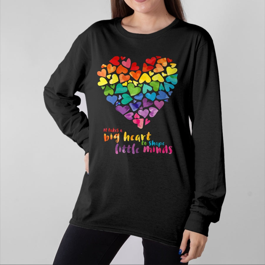 Best Teacher Shirt, Funny Teacher UnisexT-Shirt/Hoodie/Sweatshirt HLT00 - It Takes a Big Heart to Shape Little Minds Teacher Gift T-Shirt