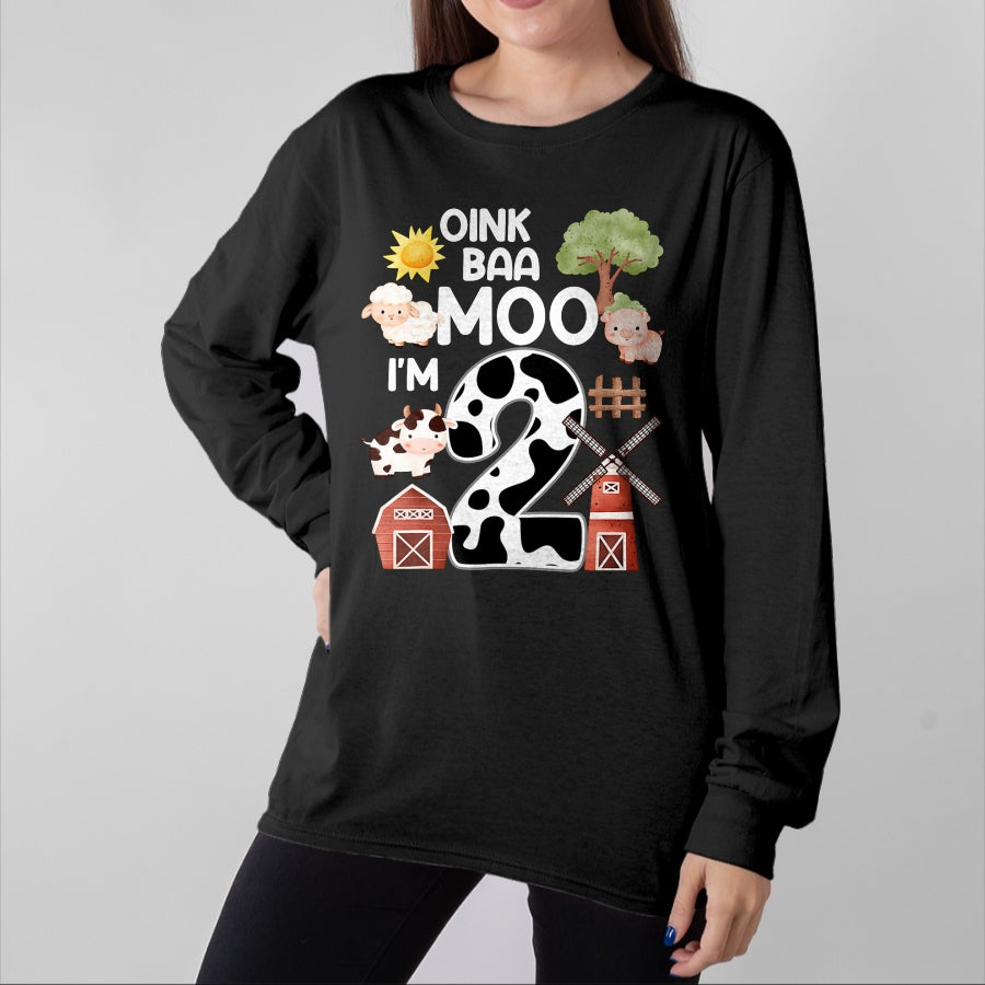 Best Farmer Life Shirt, Funny Farmer UnisexT-Shirt/Hoodie/Sweatshirt HLT00 - Oink Baa Moo I'm 2 Farm Theme Birthday Gift 2 Year Old Party T-Shirt