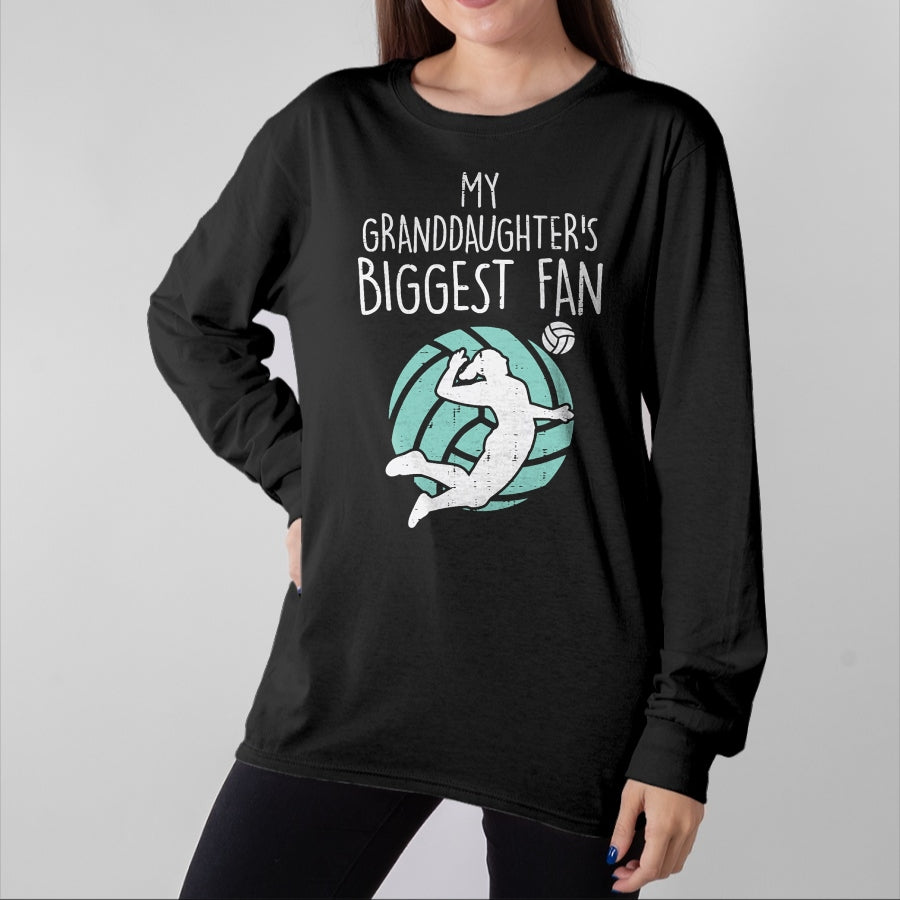 Best Grandpa Shirt, Proud Grandpa Unisex T-Shirt/Hoodie/Sweatshirt HLT00 - Granddaughters Biggest Fan Volleyball Family Grandma Grandpa T-Shirt