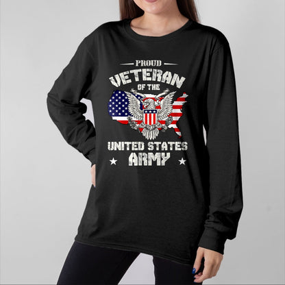 Proud Veteran Shirt, Funny Veteran UnisexT-Shirt/Hoodie/Sweatshirt HLT00 - Proud Veteran of The US Army - USA Flag Soldier Veteran T-Shirt