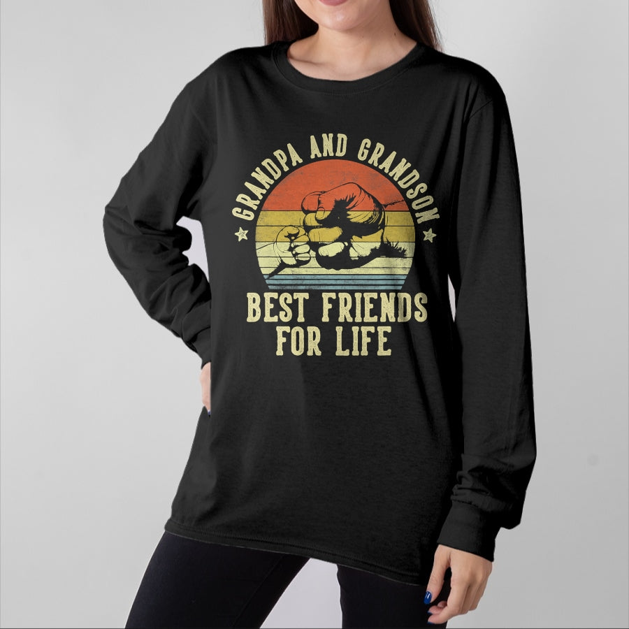 Best Grandpa Shirt, Proud Grandpa Unisex T-Shirt/Hoodie/Sweatshirt HLT00 - Grandpa and Grandson Best Friends for Life Funny Grandpa T-Shirt