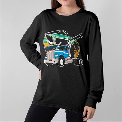Best Truck Driver Life Shirt, Funny Trucker UnisexT-Shirt/Hoodie/Sweatshirt HLT00 - Truck Driver Peaceful Asphalt Road Trucker Glasses T-Shirt