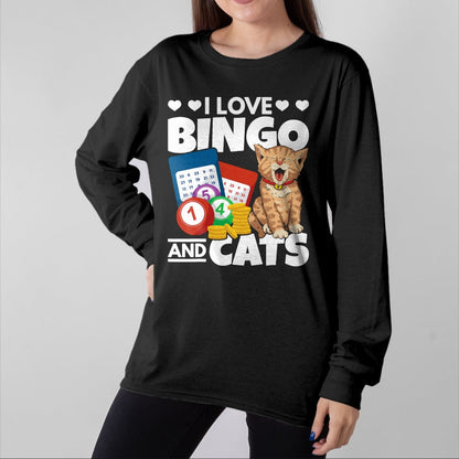 Cat Love Shirt, Funny Cat Lover Gift UnisexT-Shirt/Hoodie/Sweatshirt HLT00 - Cat Lover I Love Bingo and Cats Gambling Bingo Player Bingo T-Shirt