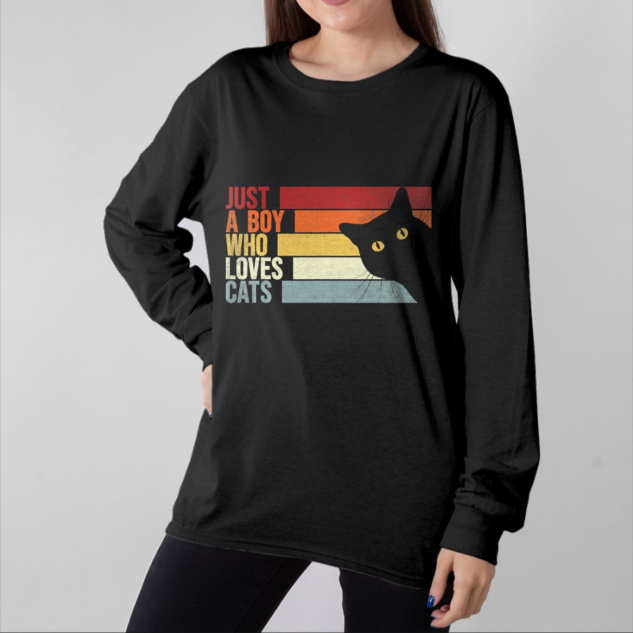 Cat Love Shirt, Funny Cat Lover Gift UnisexT-Shirt/Hoodie/Sweatshirt HLT00 - Just A Boy Who Loves Cats. Funny Cats Lover T-Shirt