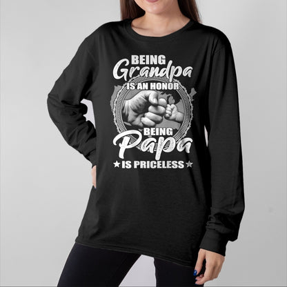 Best Grandpa Shirt, Proud Grandpa Unisex T-Shirt/Hoodie/Sweatshirt HLT00 -Being Grandpa Is An Honor Being PaPa is Priceless (on back) T-Shirt (1)