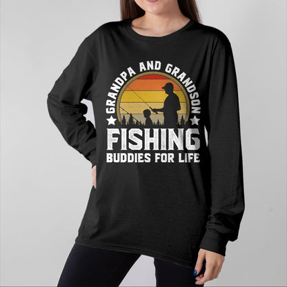 Best Grandpa Shirt, Proud Grandpa Unisex T-Shirt/Hoodie/Sweatshirt HLT00 - Grandpa and Grandson Fishing Buddies for Life - Matching T-Shirt