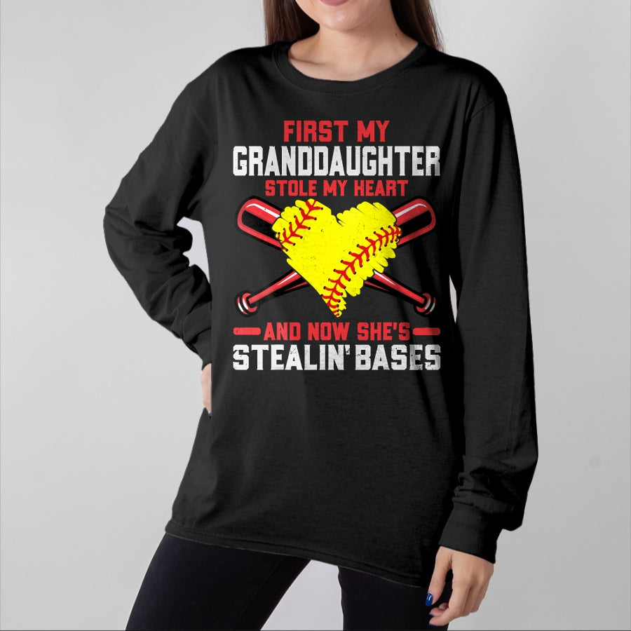 Best Grandpa Shirt, Proud Grandpa Unisex T-Shirt/Hoodie/Sweatshirt HLT00 - First My Granddaughter Stole My Heart - Softball Grandpa T-Shirt