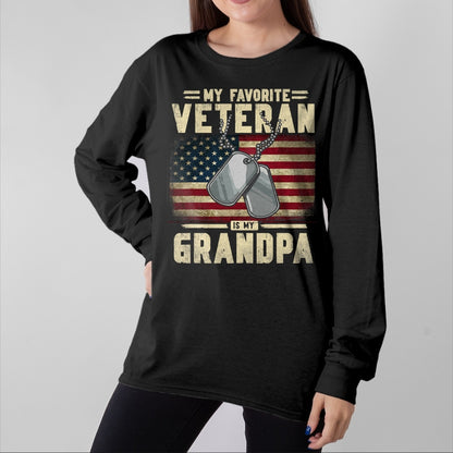 Best Grandpa Shirt, Proud Grandpa Unisex T-Shirt/Hoodie/Sweatshirt HLT00 - Father's Day Veteran Day My Favorite Veteran Is My Grandpa T-Shirt