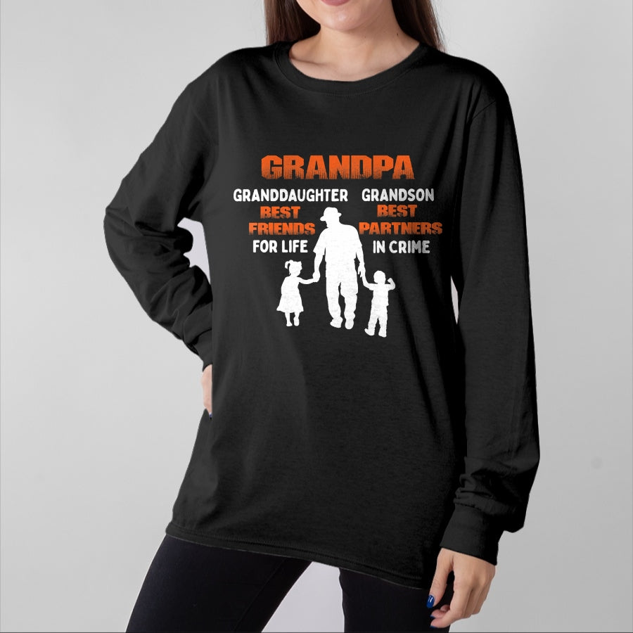 Best Grandpa Shirt, Proud Grandpa Unisex T-Shirt/Hoodie/Sweatshirt HLT00 - Grandpa Granddaughter Best Friends Grandson Best Partners T-Shirt (1)