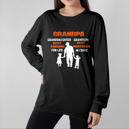 Best Grandpa Shirt, Proud Grandpa Unisex T-Shirt/Hoodie/Sweatshirt HLT00 - Grandpa Granddaughter Best Friends Grandson Best Partners T-Shirt (1)