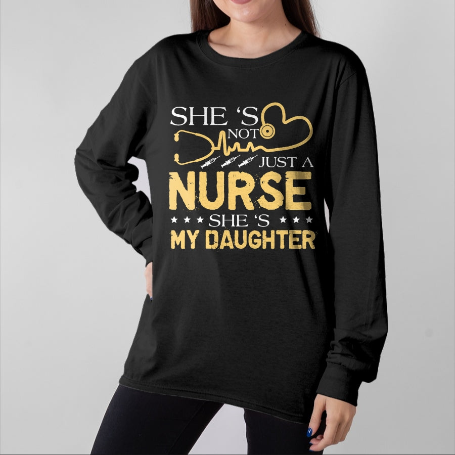 Funny Nurse Shirt, Nurse Unisex T-Shirt/Hoodie/Sweatshirt HLT00 - My Daughter Is A Nurse Proud Nurse's Mom Dad RN LPN Family T-Shirt (3)