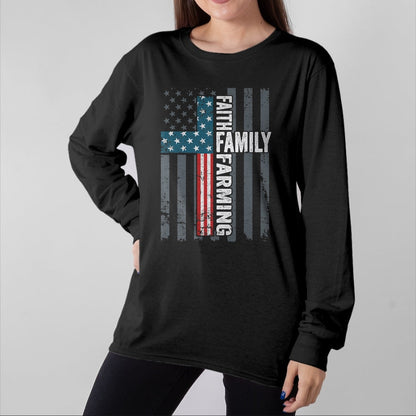 Best Farmer Life Shirt, Funny Farmer UnisexT-Shirt/Hoodie/Sweatshirt HLT00 - Faith Family Farming Freedom - Christian Farmer Cross Flag T-Shirt