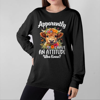 Best Farmer Life Shirt, Funny Farmer UnisexT-Shirt/Hoodie/Sweatshirt HLT00 - Apparently I Have an Attitude Who Knew Highland Cow Print T-Shirt