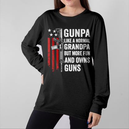 Best Grandpa Shirt, Proud Grandpa Unisex T-Shirt/Hoodie/Sweatshirt HLT00 - Gunpa Like A Normal Grandpa But More Fun And Owns Guns T-Shirt (1)