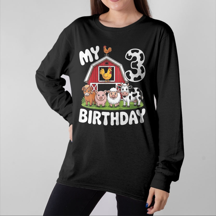 Best Farmer Life Shirt, Funny Farmer UnisexT-Shirt/Hoodie/Sweatshirt HLT00 - Kids Three 3yr 3rd Birthday Farm Animals 3 Year Old Boys Girls T-Shirt