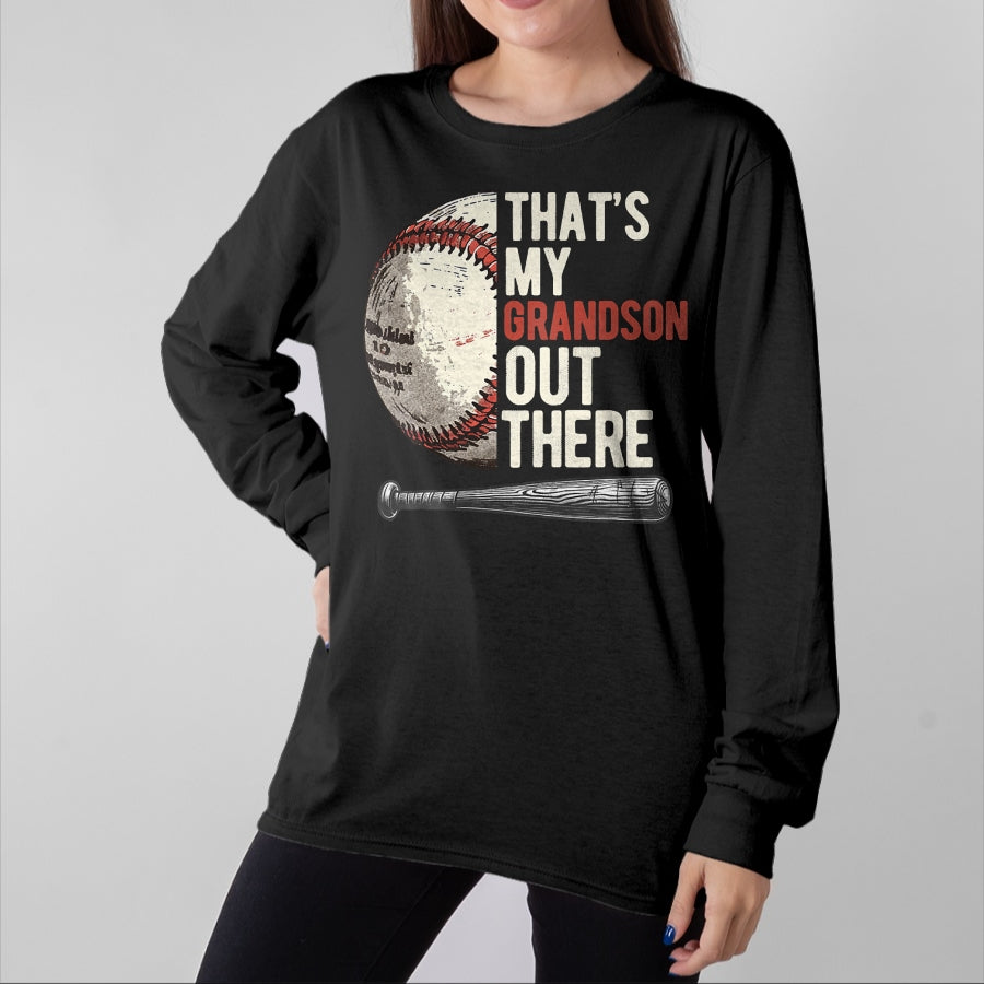 Best Grandpa Shirt, Proud Grandpa Unisex T-Shirt/Hoodie/Sweatshirt HLT00 - That's My Grandson Out There Baseball For Grandpa Grandma T-Shirt