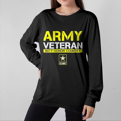Proud Veteran Shirt, Funny Veteran UnisexT-Shirt/Hoodie/Sweatshirt HLT00 - US Army Veteran Duty Honor Land T-Shirt, Men, Black, 3X-Large