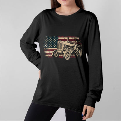 Best Farmer Life Shirt, Funny Farmer UnisexT-Shirt/Hoodie/Sweatshirt HLT00 - Farm Tractor Proud Farmer Patriotic American Flag Tractor T-Shirt