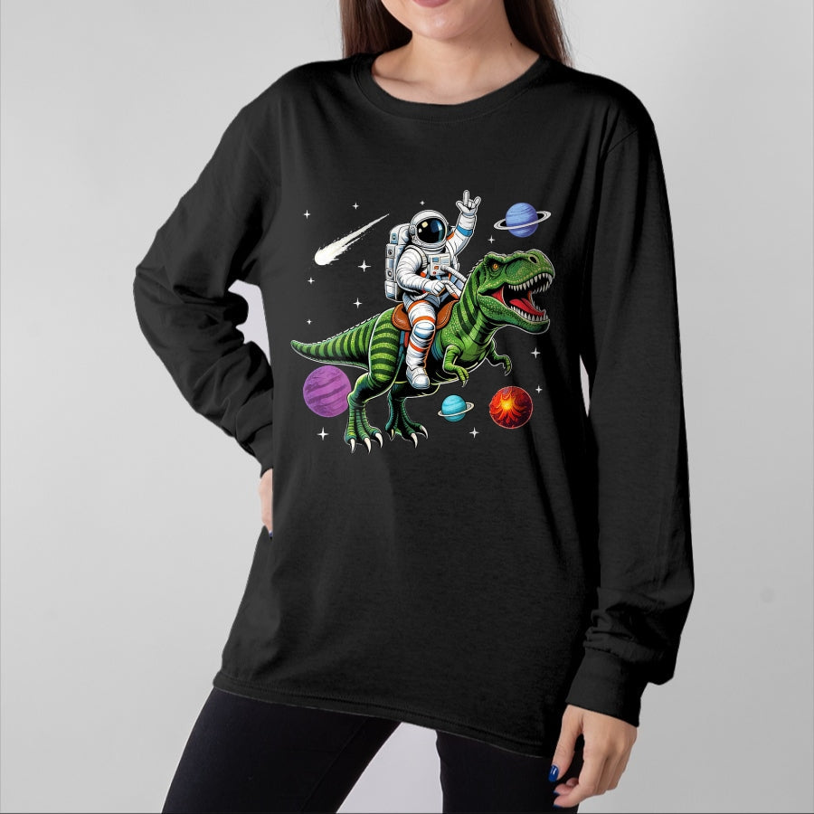 Best Dinosaur Lover Shirt, Funny Dinosaur UnisexT-Shirt/Hoodie/Sweatshirt HLT00 - Astronaut Riding Dinosaur T Rex Space Lovers Boys Kids T-Shirt