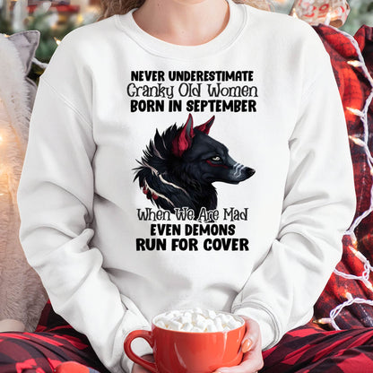 Never Underestimate Cranky Old Women Born In September – Birthday T-Shirt for Women - HLT09 (SKU2603-45-09)