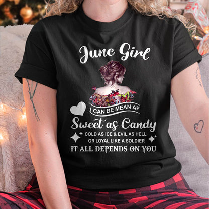 June Girl T-Shirt – Sweet As Candy, Cold As Ice - Birthday Gift for Women - HLT06 (SKU26T-01-38-06)