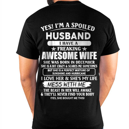 December - Spoiled Husband with Awesome Wife - Perfect Gift From Wife - HLT12 (SKUT07-180-12)