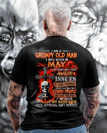 MAY - GRUMPY OLD MAN T-SHIRT - FUNNY SKULL ANGER ISSUES TEE - PERFECT GIFT FOR MEN HLT05 (SKU12-319-05)