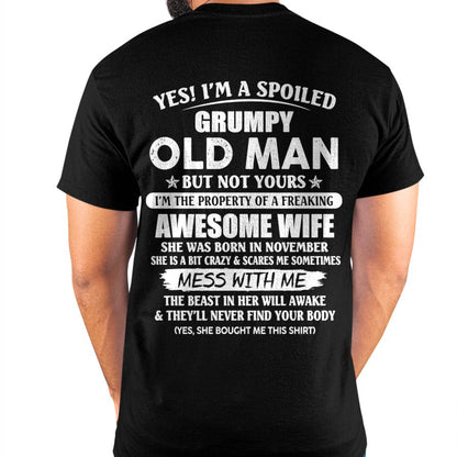 November - Grumpy Old Man with Awesome Wife - Perfect Gift From Wife - HLT11 (SKU06-68-11)