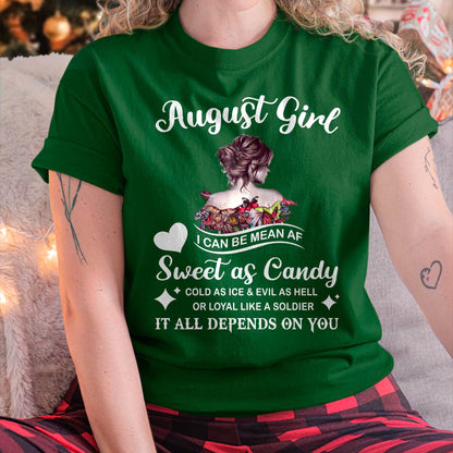 August Girl T-Shirt – Sweet As Candy, Cold As Ice - Birthday Gift for Women - HLT08 (SKU26T-01-38-08)