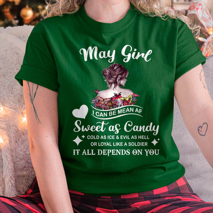 May Girl T-Shirt – Sweet As Candy, Cold As Ice - Birthday Gift for Women - HLT05 (SKU26T-01-38-05)