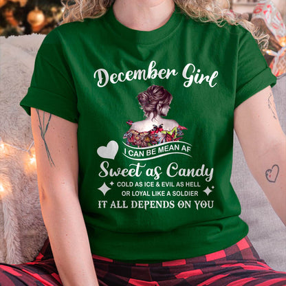 December Girl T-Shirt – Sweet As Candy, Cold As Ice - Birthday Gift for Women - HLT12 (SKU26T-01-38-12)