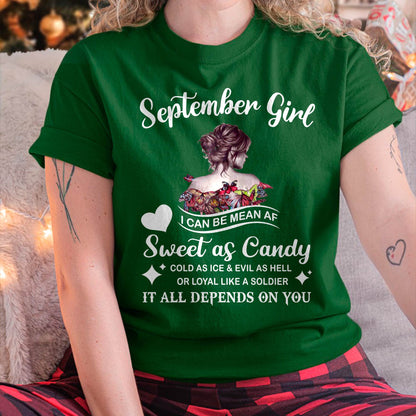 September Girl T-Shirt – Sweet As Candy, Cold As Ice - Birthday Gift for Women - HLT09 (SKU26T-01-38-09)
