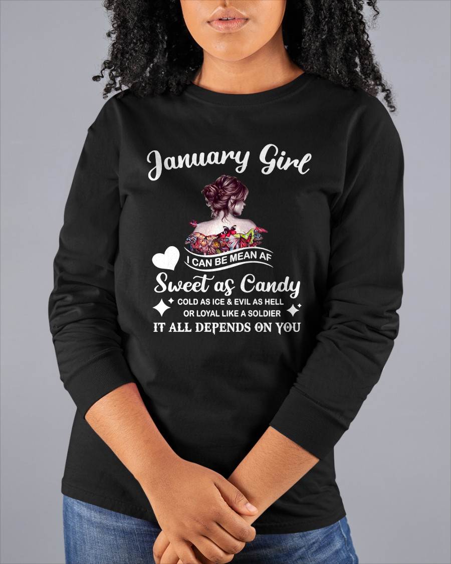January Girl T-Shirt – Sweet As Candy, Cold As Ice - Birthday Gift for Women - HLT01 (SKU26T-01-38-01)