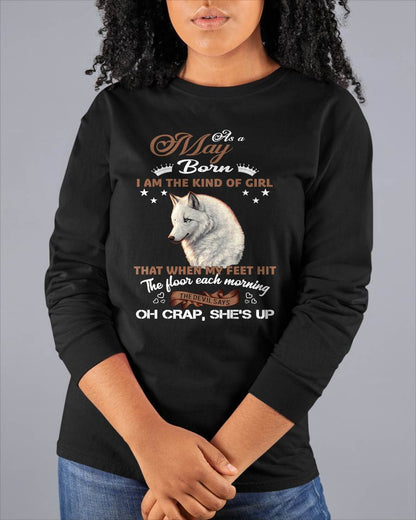 AS A MAY GIRL I'M FEARLESS WOLF SHIRT – GIFT FOR WOMEN - HLT05 (SKU2604-238-05)