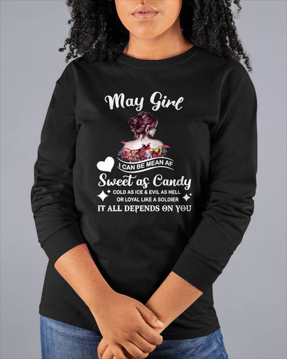 May Girl T-Shirt – Sweet As Candy, Cold As Ice - Birthday Gift for Women - HLT05 (SKU26T-01-38-05)