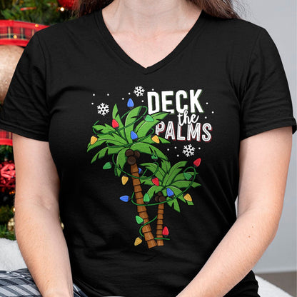 Christmas Shirts for Family, Funny christmas shirts, Christmas Unisex T-Shirt/Hoodie/Sweatshirt HLT00 - Deck The Palms Tropical Hawaii Christmas Palm Tree Lights T-Shirt
