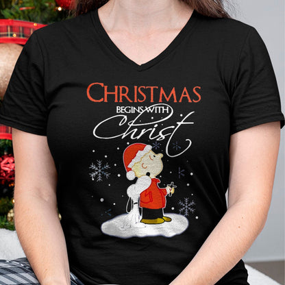 Christmas Shirts for Family, Funny christmas shirts, Christmas Unisex T-Shirt/Hoodie/Sweatshirt HLT00 - Christmas - Christmas Begins With Christ Xmas Gift Holiday costume T-Shirt