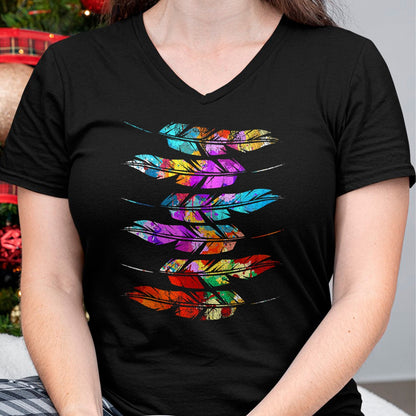 Native American T-Shirts, Vintage Native American Unisex T-Shirt/Hoodie/Sweatshirt HLT00 - Indigenous Heritage Colorful Feathers Indian Native American T-Shirt (1)