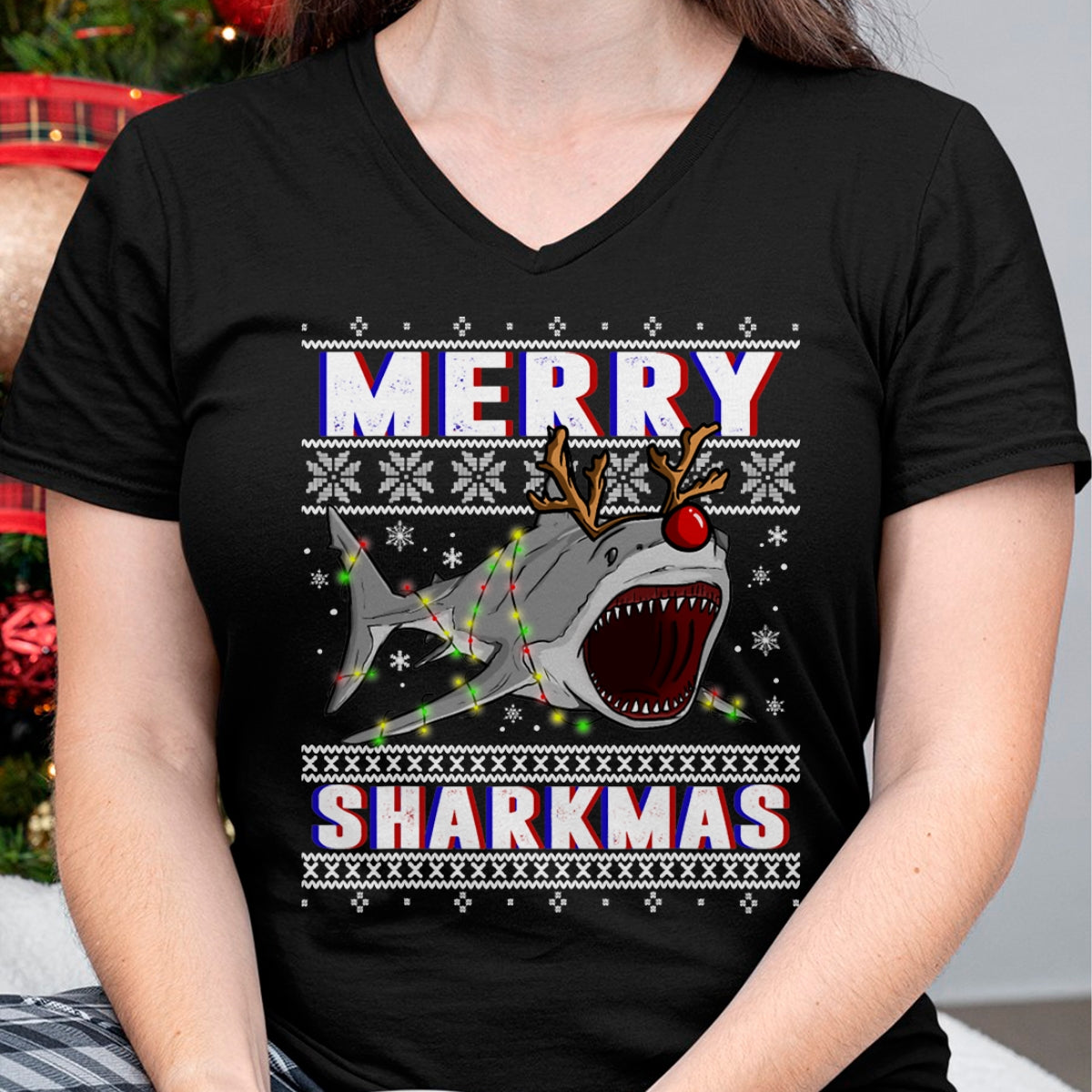 Christmas Shirts for Family, Funny christmas shirts, Christmas Unisex T-Shirt/Hoodie/Sweatshirt HLT00 - Funny Sharkmas Shark Ugly Christmas Sweaters T-Shirt